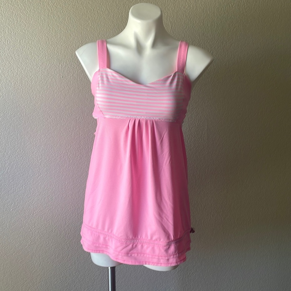 Lululemon Pink & White Striped Yoga Top